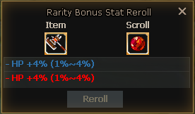 Rarity Bonus Stat Reroll Window